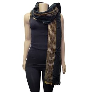 Marine Layer Hayling Stitch Scarf Black w/ Stripes